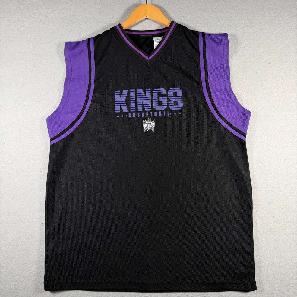 Pro Edge Sacramento Kings Basketball Jersey Black Purple Large Vintage NBA
